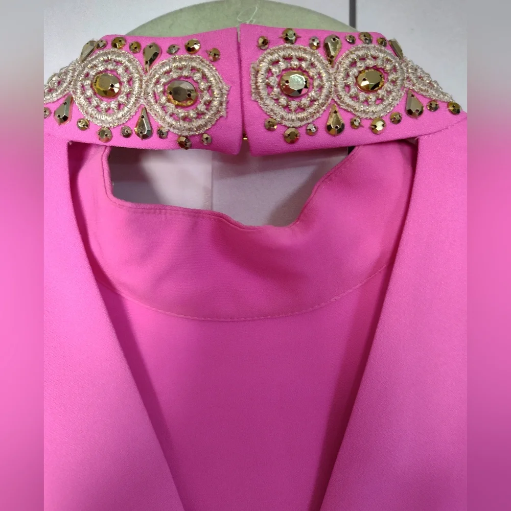 Lilly Lilli Pulitzer - Hot Pink Mock Jeweled Neck Shift Dress Sz 0 Unworn Cond… - Picture 4 of 10